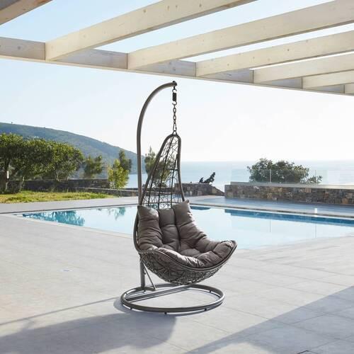 Hängesessel Rosi Dunkelgrau Metall/Kunststoff/Outdoorstoff - Dunkelgrau, MODERN, Kunststoff/Textil (95/196/96cm) - Bessagi Garden