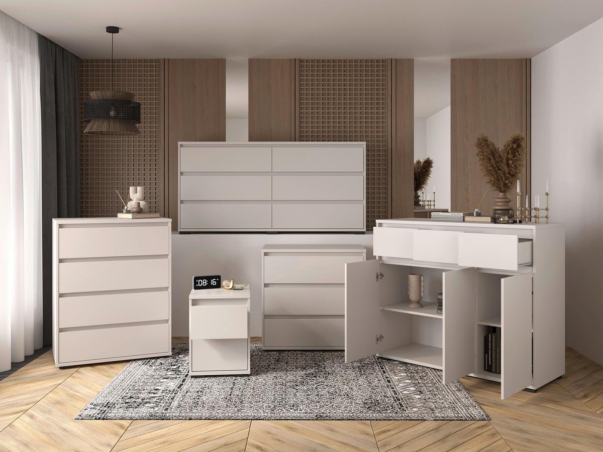 SZAFKA NOCNA LINE - antracytowy/kaszmir, Design, materiał drewnopochodny/tworzywo sztuczne (40/55/48cm) - Carryhome