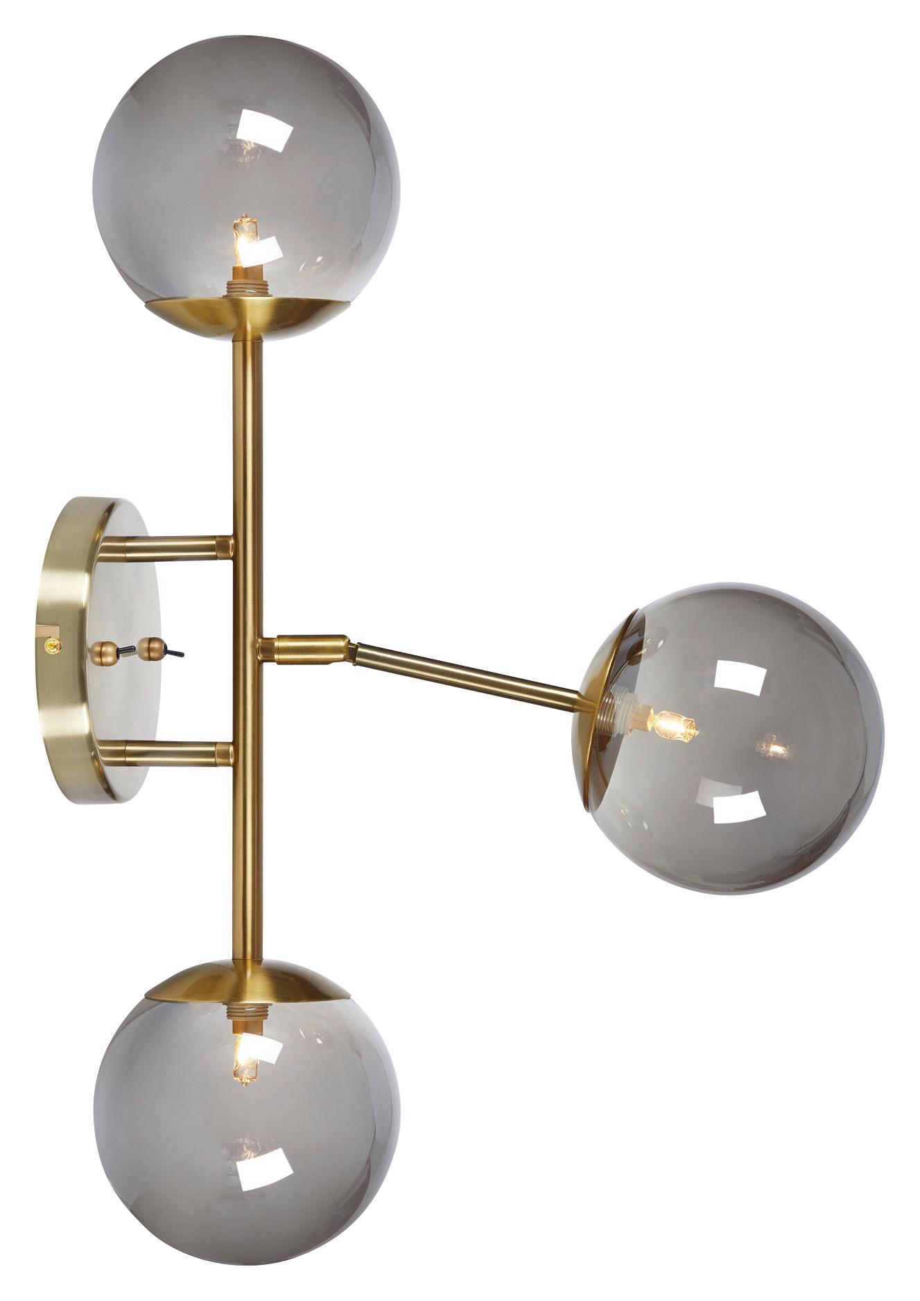 Wadleuchte Trinity Wall max. 20 Watt - Messingfarben/Grau, Basics, Glas/Metall (15/39/60cm) - Markslöjd