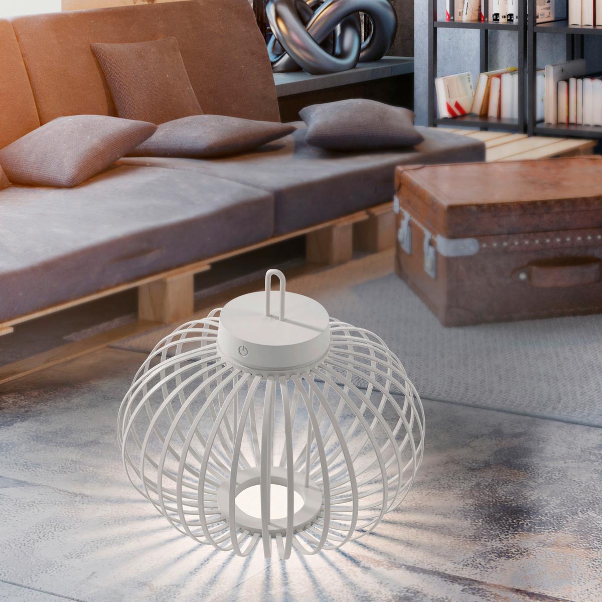 Akku-Tischleuchte Akuba Weiß max. 1,5 Watt - Weiß, Basics, Holz/Kunststoff (36/36/33cm)