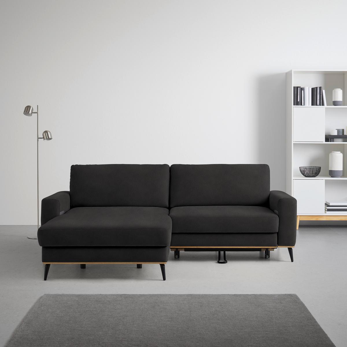 Wohnlandschaft Romeo Dunkelgrau - Dunkelgrau/Schwarz, KONVENTIONELL, Textil/Metall (167/87/234cm) - Zandiara