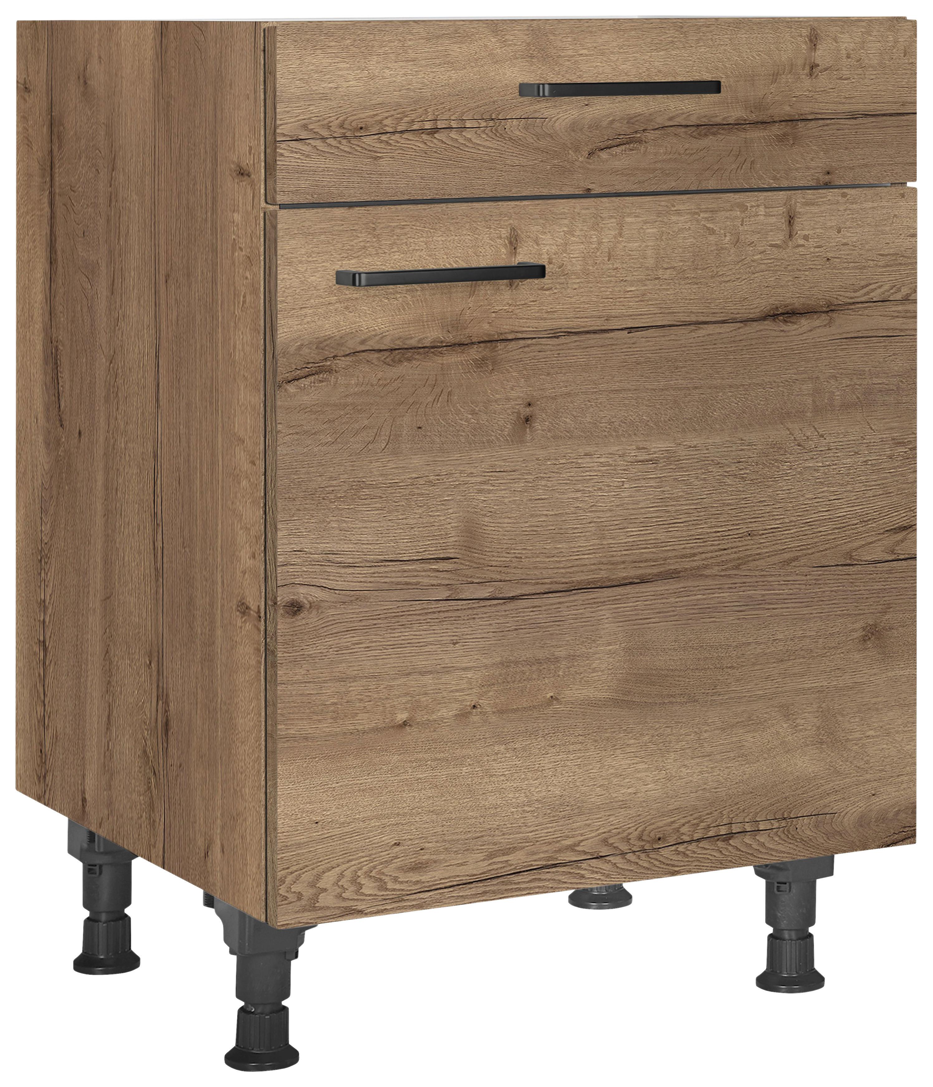 Schubkastenunterschrank Structura Eiche dunkel - Eiche dunkel/Schwarz, MODERN, Holzwerkstoff/Metall (60/87/56cm) - Nobilia