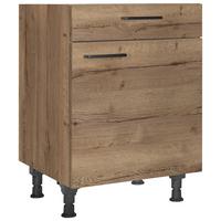 Schubkastenunterschrank Structura Eiche dunkel - Eiche dunkel/Schwarz, MODERN, Holzwerkstoff/Metall (60/87/56cm) - Nobilia