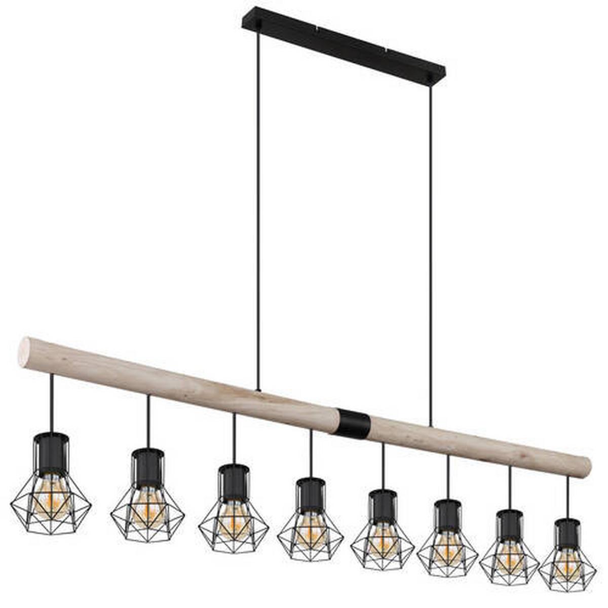 Hängeleuchte Priska Naturfarben/Schwarz max.40Watt - Schwarz/Naturfarben, Natur, Holz/Kunststoff (140/13,3/120cm) - Globo