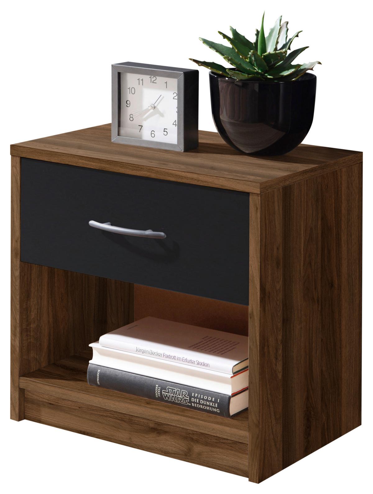 Noćni Ormarić Base - srebrne boje/boje oraha, Basics (39/41/28cm) - Based