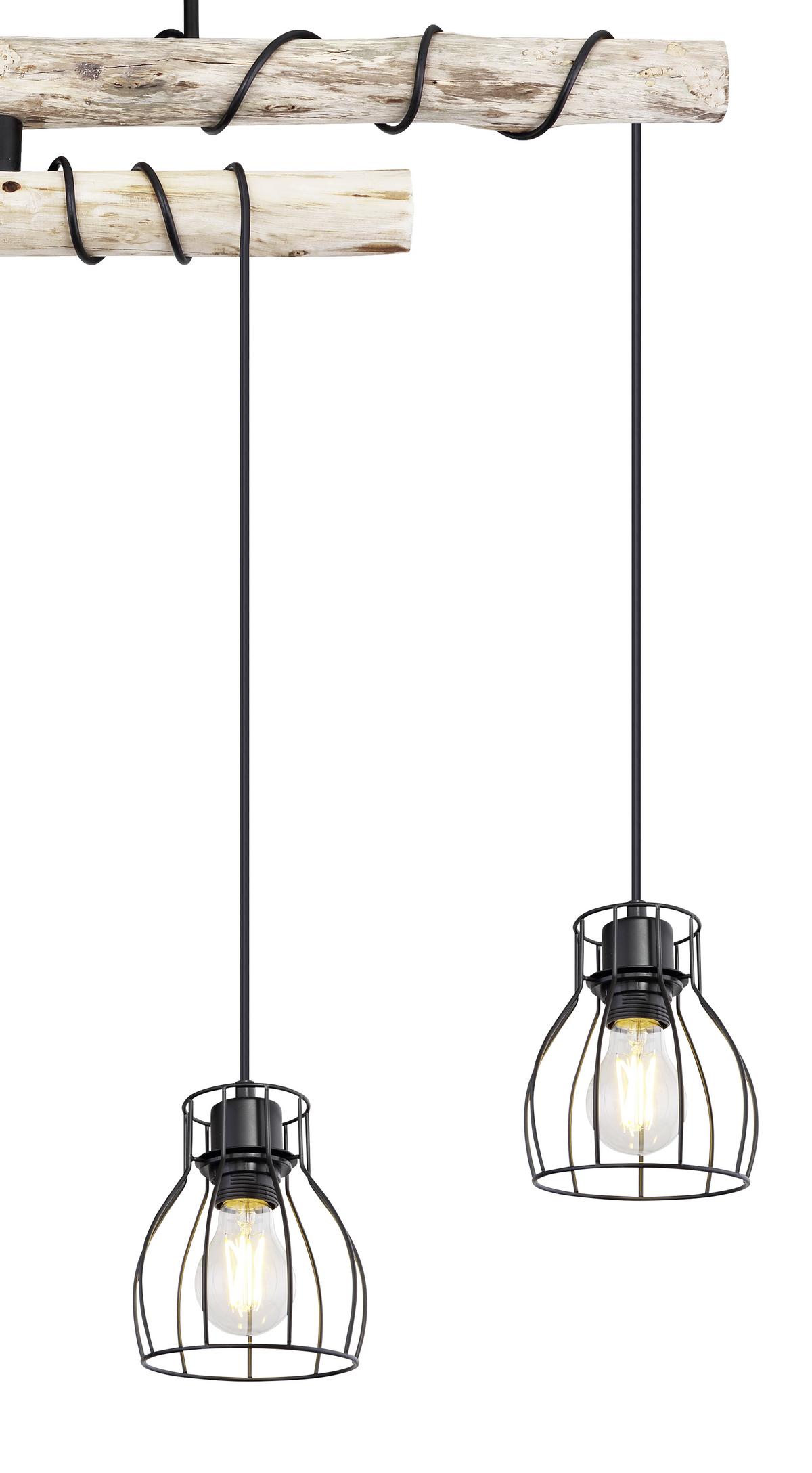 Deckenleuchte Mina in Naturfarben max. 60 Watt - Schwarz/Naturfarben, Basics, Holz/Metall (90/14/100cm) - Globo