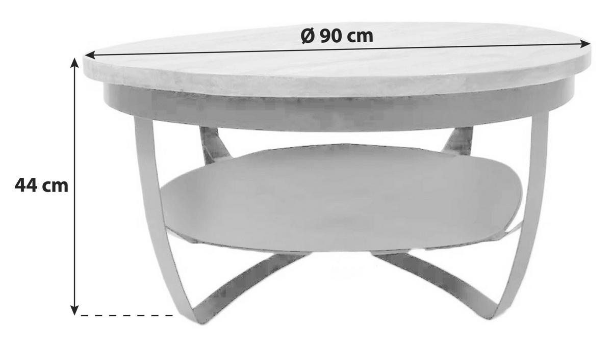 Couchtisch Ocala Ø ca. 90 cm Holz/Schwarz - Schwarz/Braun, LIFESTYLE, Holz/Metall (90/90/44cm) - MID.YOU