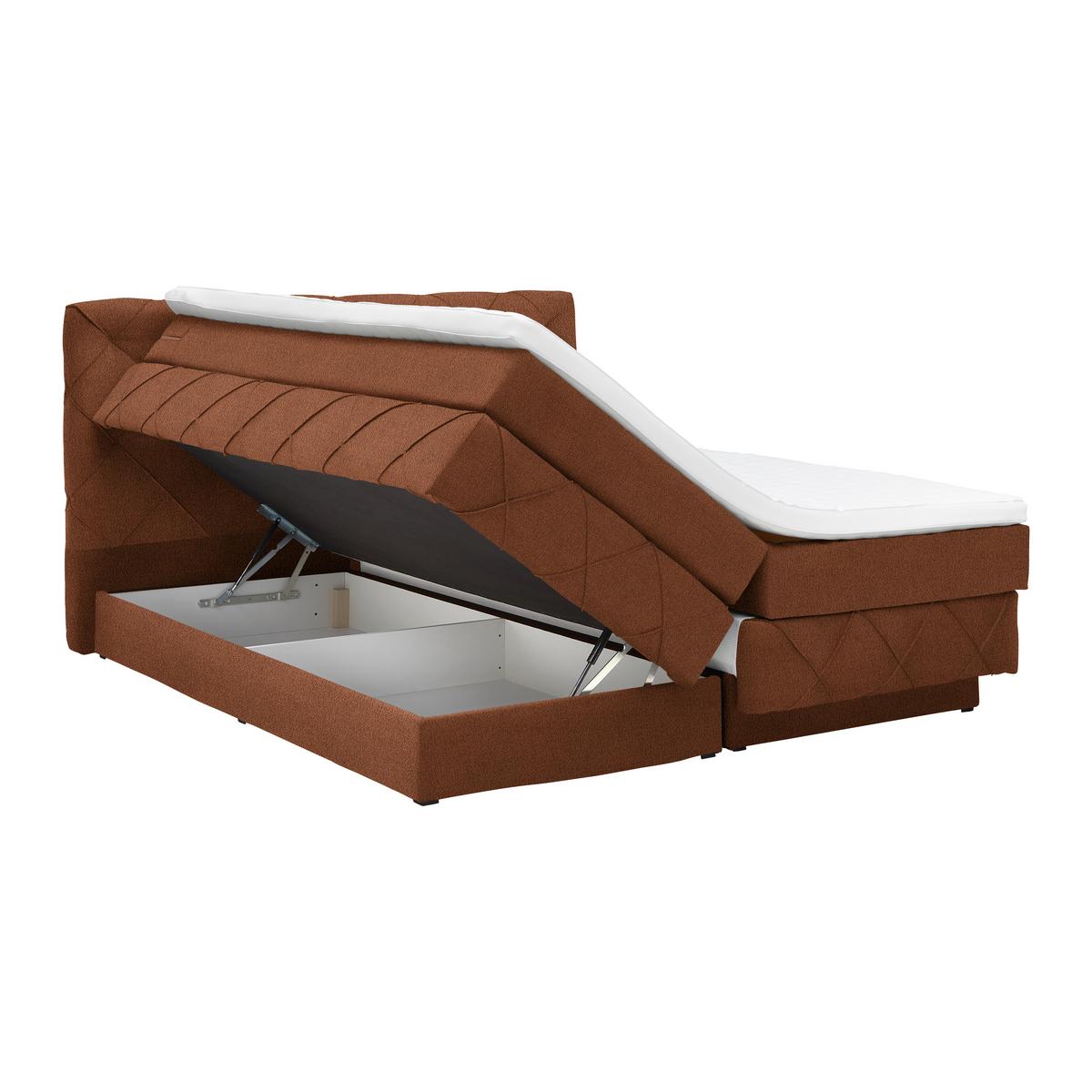 Boxspringbett Cordoba Rostfarben ca. 160x200cm - Rostfarben/Schwarz, KONVENTIONELL, Holz/Holzwerkstoff (160/200cm) - Premium Living