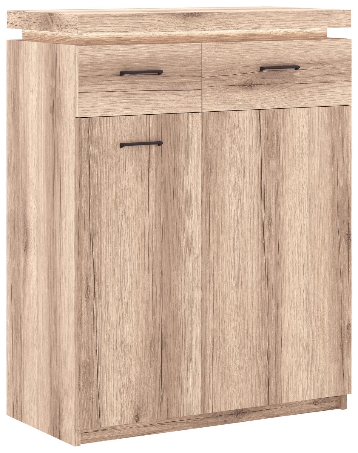 Komoda Vancouver - barve hrasta/antracit, Moderno, kovina/leseni material (75/99/38cm) - Mömax