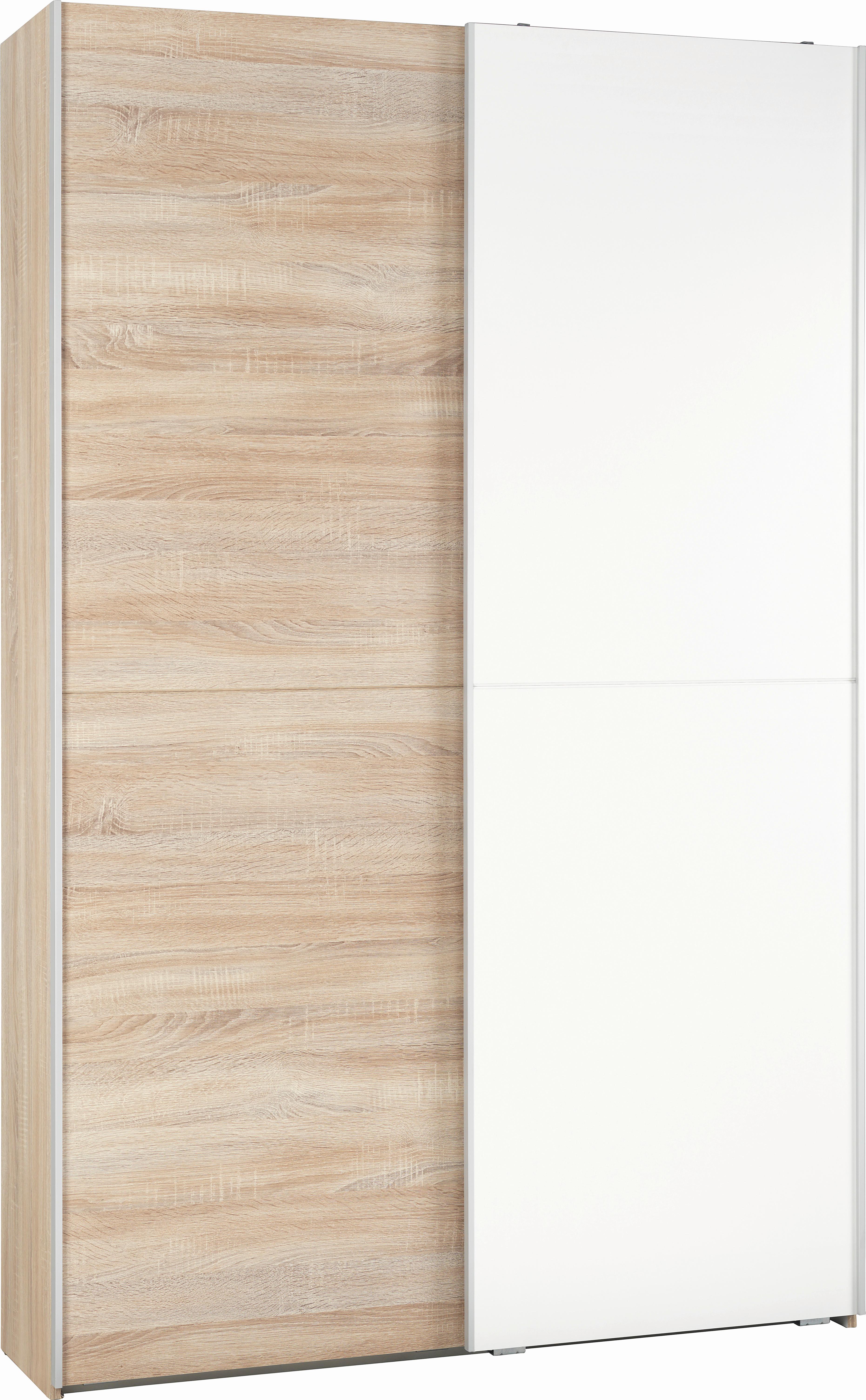 Omara Z Drsnimi Vrati Aladin, Barva Hrasta, Bela, 125cm - bela/barve aluminija, Konvencionalno, leseni material (125/195/38cm) - Livetastic