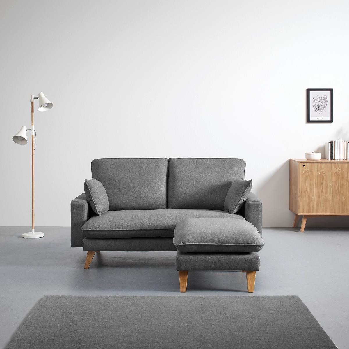 NAROŻNIK ILLA - kolor bukowy/ciemnoszary, Modern, tkanina/drewno (154/82/155cm) - Bessagi Home