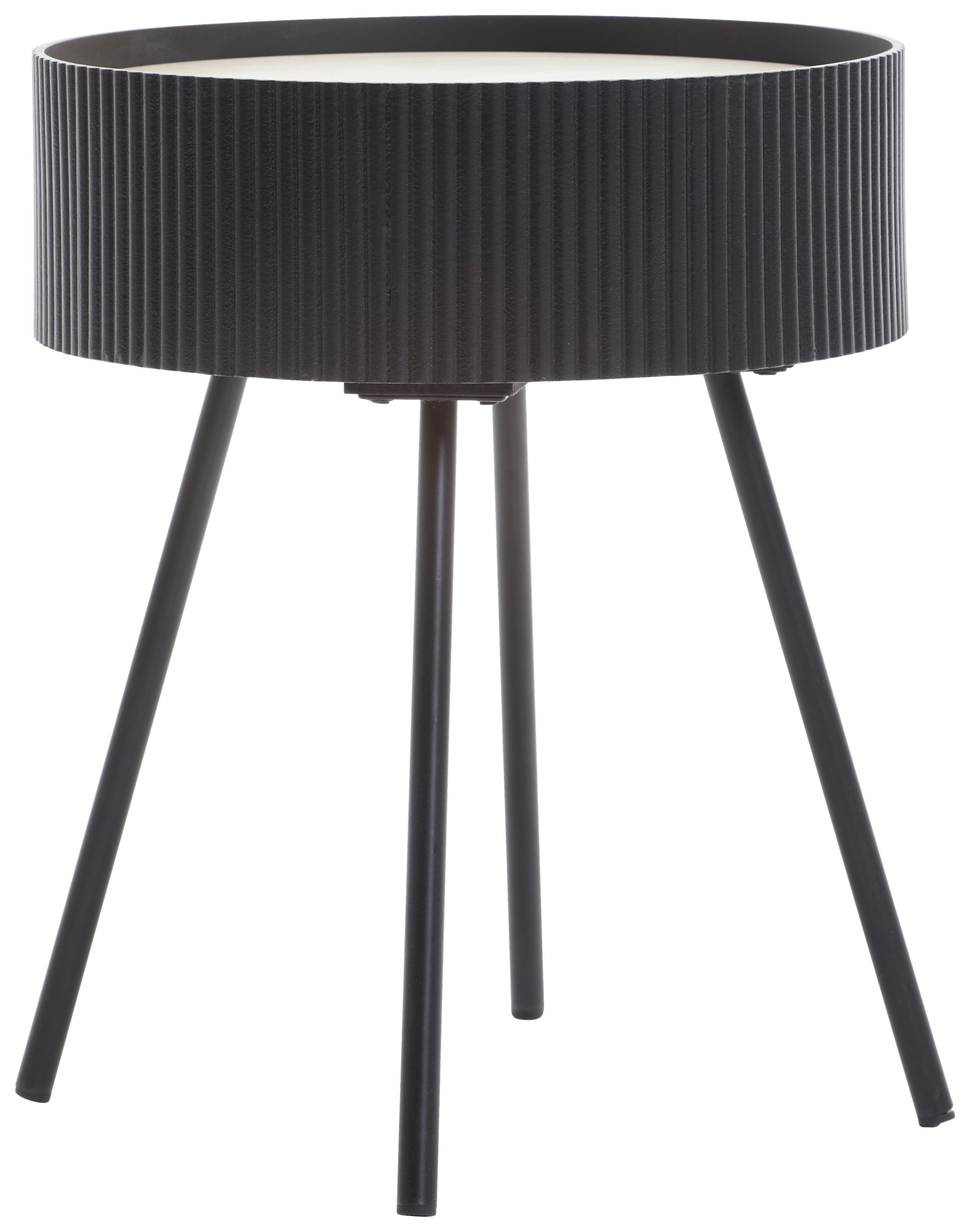 STOLIK BOCZNY LINA - kolor naturalny/czarny, Lifestyle, materiał drewnopochodny/metal (38/38/45cm) - Xora