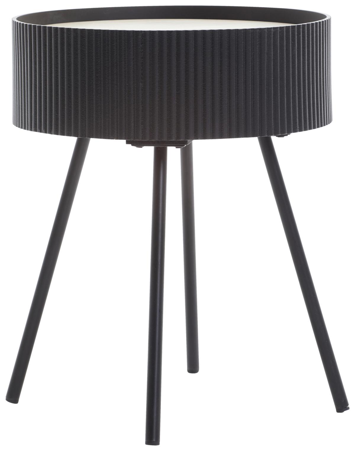 STOLIK BOCZNY LINA - kolor naturalny/czarny, Lifestyle, materiał drewnopochodny/metal (38/38/45cm) - Xora