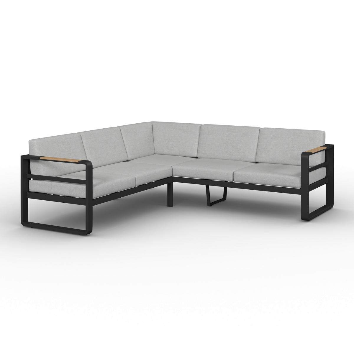 Dining-Loungeset Aruba Hellgr. /Schwarz Outdoorstoff/Metall - Hellgrau/Schwarz, MODERN, Kunststoff/Textil - Bessagi Garden