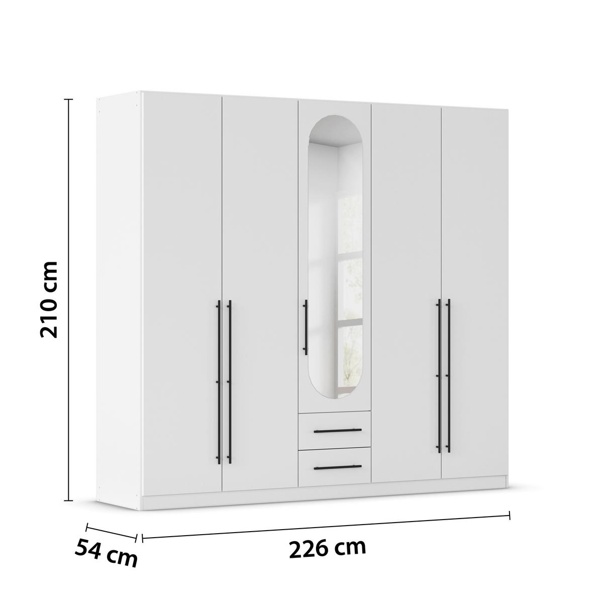 Dulap cu uși rotative VELORA - alb, Konventionell, material pe bază de lemn (226/210/54cm) - Mömax