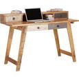 Schreibtisch in Braun/Weiß aus Mangoholz - Schwarz/Braun, Holz/Metall (135/90/55cm) - PREMIUM LIVING