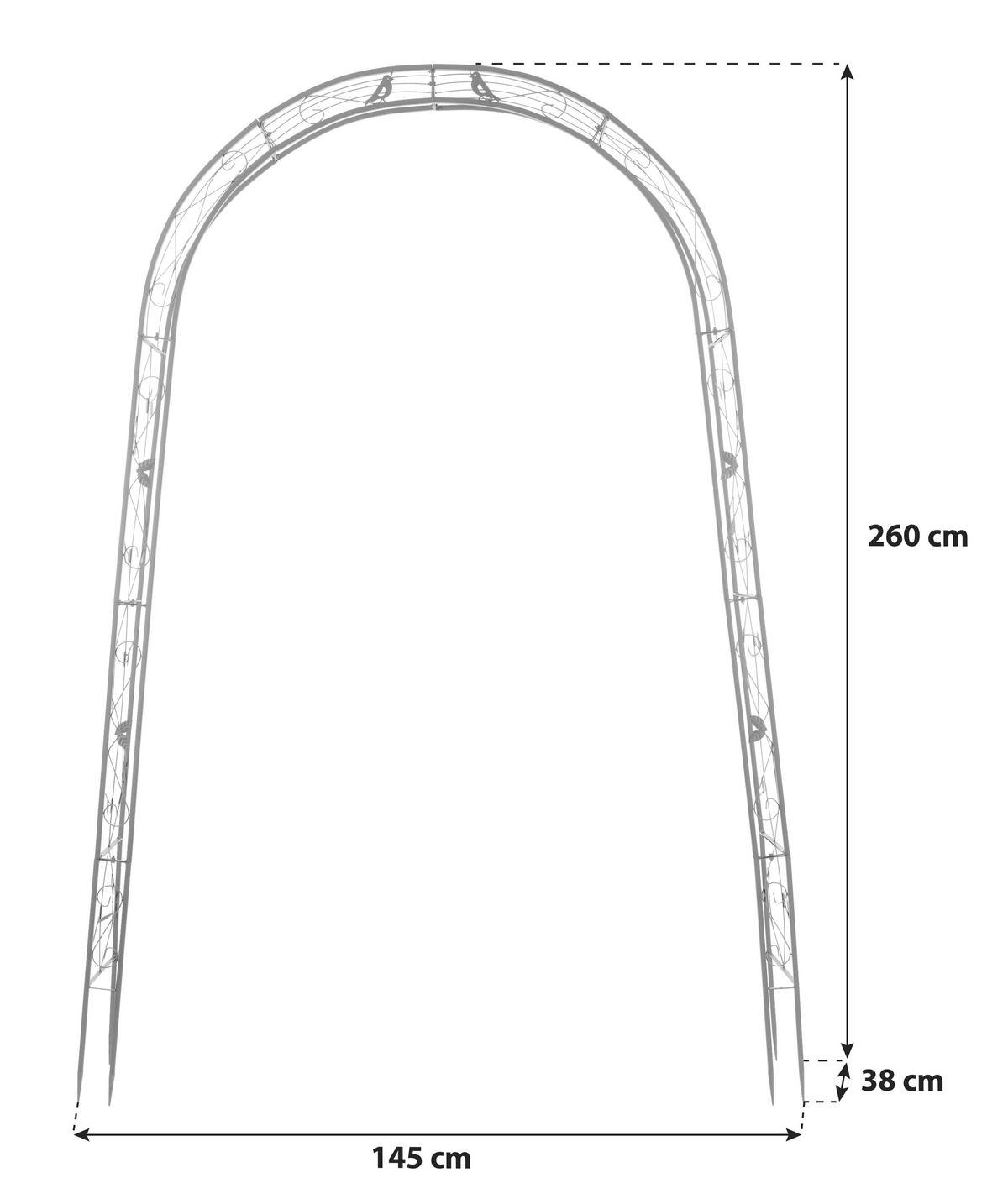 Rosenbogen Mira ca. 145x260 cm Anthrazit - Anthrazit, MODERN, Metall (145/260/38cm) - Gardenson