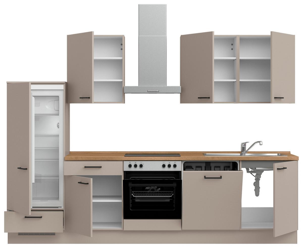 Küchenleerblock Easytouch Low o. Geräte Sandfarben - Sandfarben/Eichefarben, MODERN, Holzwerkstoff/Metall (300cm) - Nobilia
