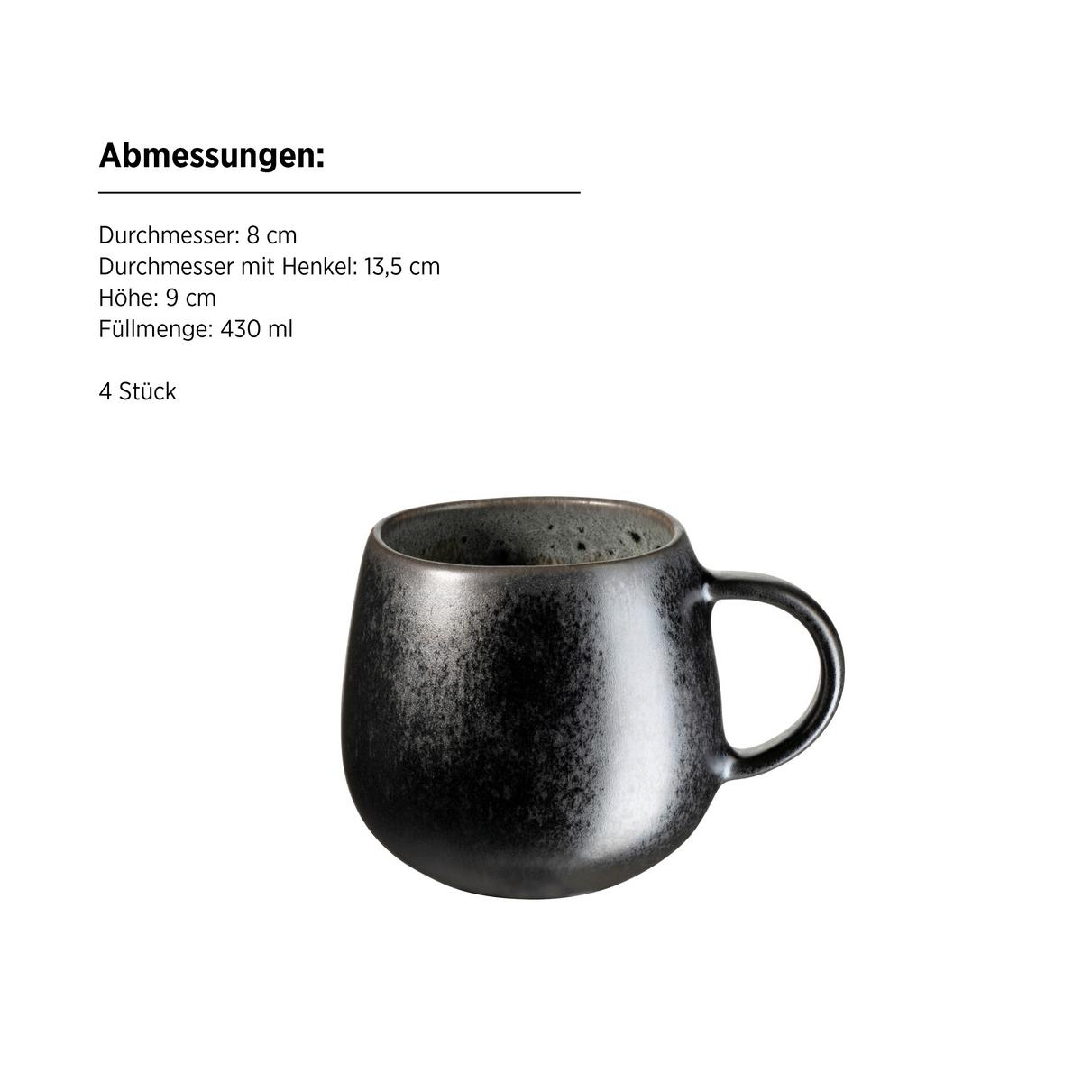 TASSENSET 935544 CARELLIA KAFFEEBECHER - Grau, Basics, Keramik (8/9cm) - Mäser