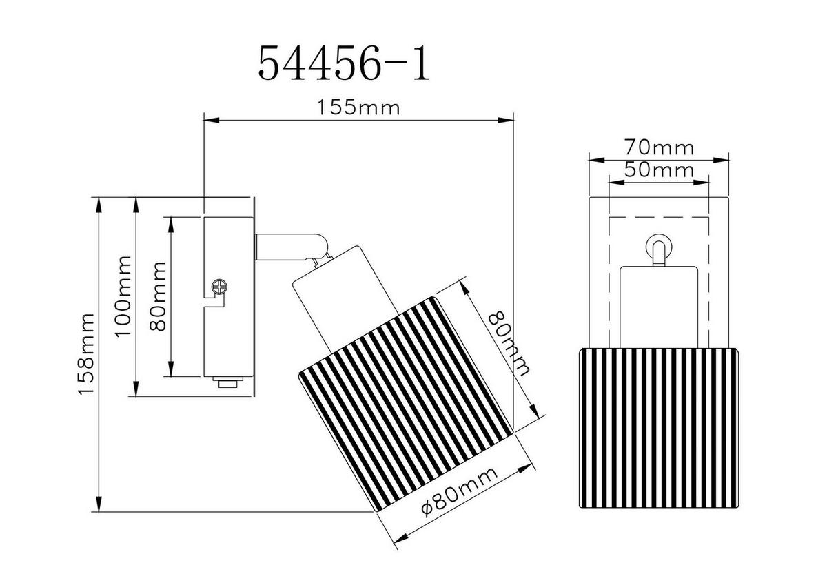 Proiector Villegas - alb/negru cromat, Basics, sticlă/metal (8/18,8cm) - Globo