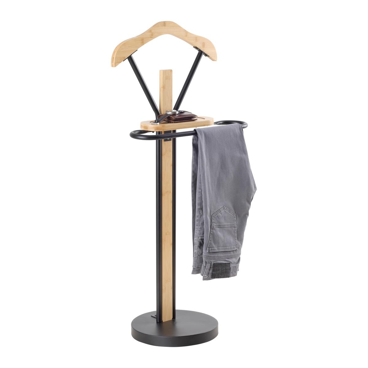 Herrendiener Micha II Naturfarben/Schwarz - Schwarz/Naturfarben, Modern, Holz/Metall (45/111/28.5 cmcm) - Mömax