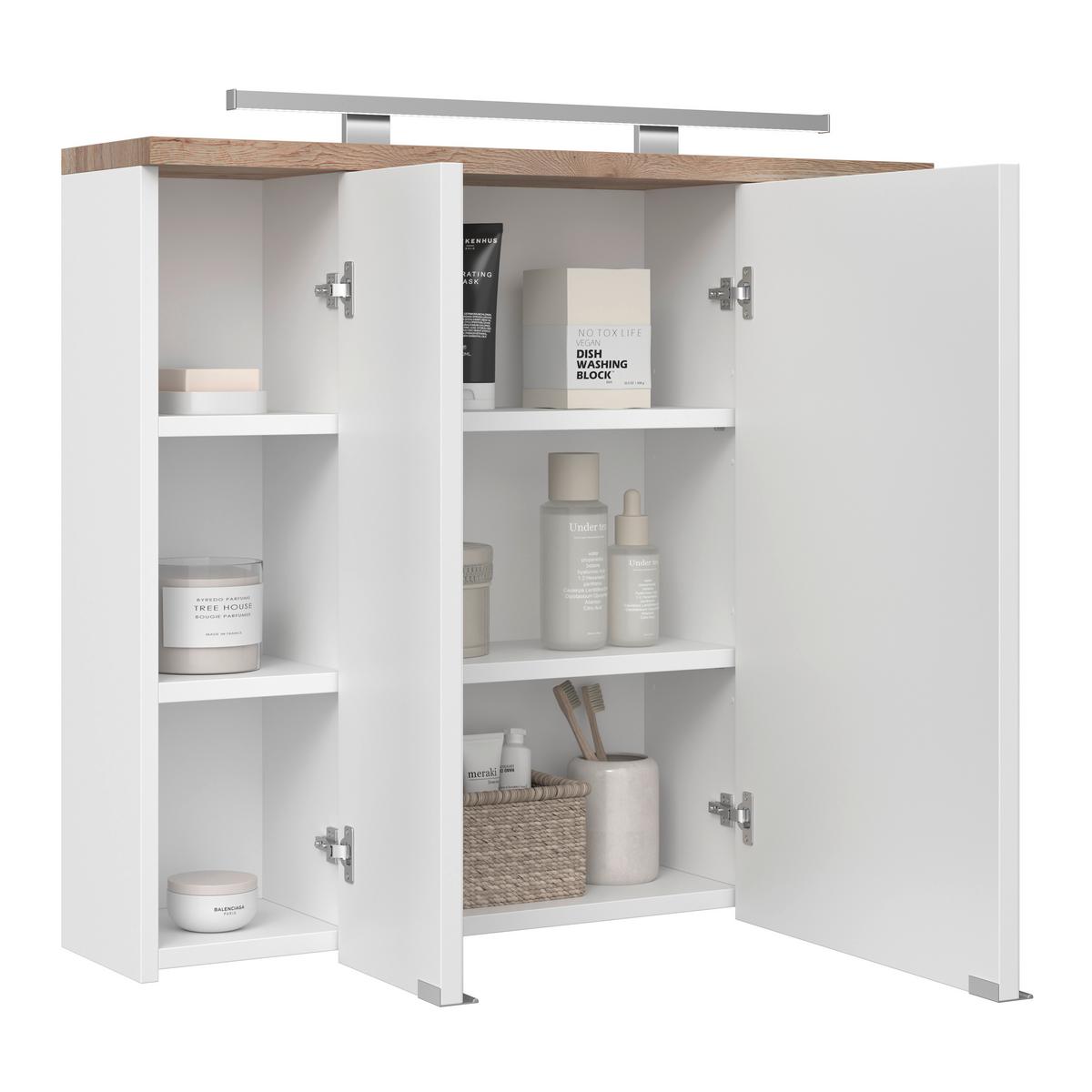 Omara Z Ogledalom Marbella, Bela, Led - barve kroma/bela, Moderno, kovina/steklo (80/70/20cm) - Mömax