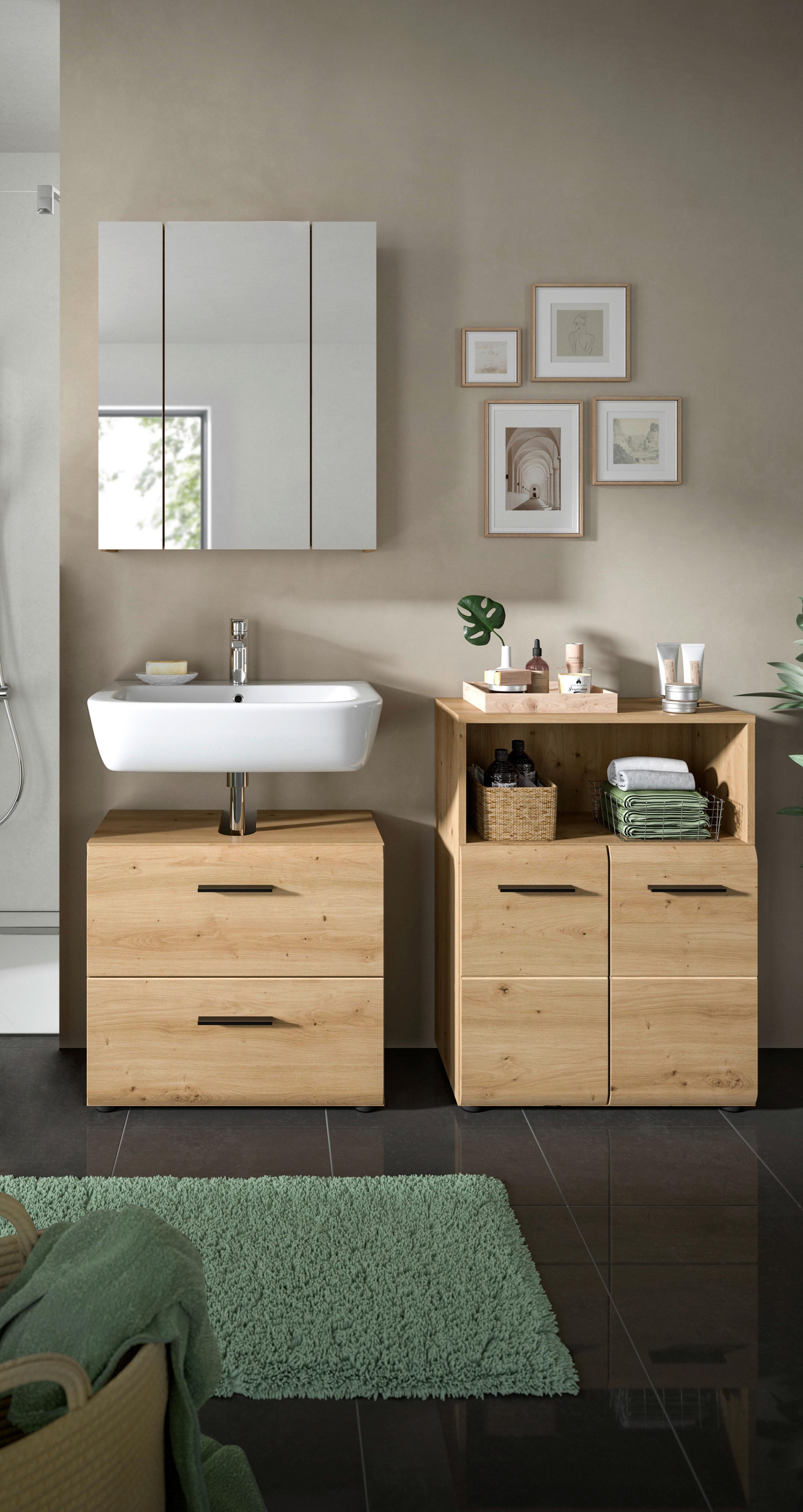 BADEZIMMER ICE - Schwarz/Eiche Artisan, Basics, Holzwerkstoff/Kunststoff (120cm) - MID.YOU