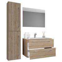 Kopalnica Badinos, Bela, Hrast - bela/hrast sonoma, Moderno, leseni material/keramika (113cm) - MID.YOU