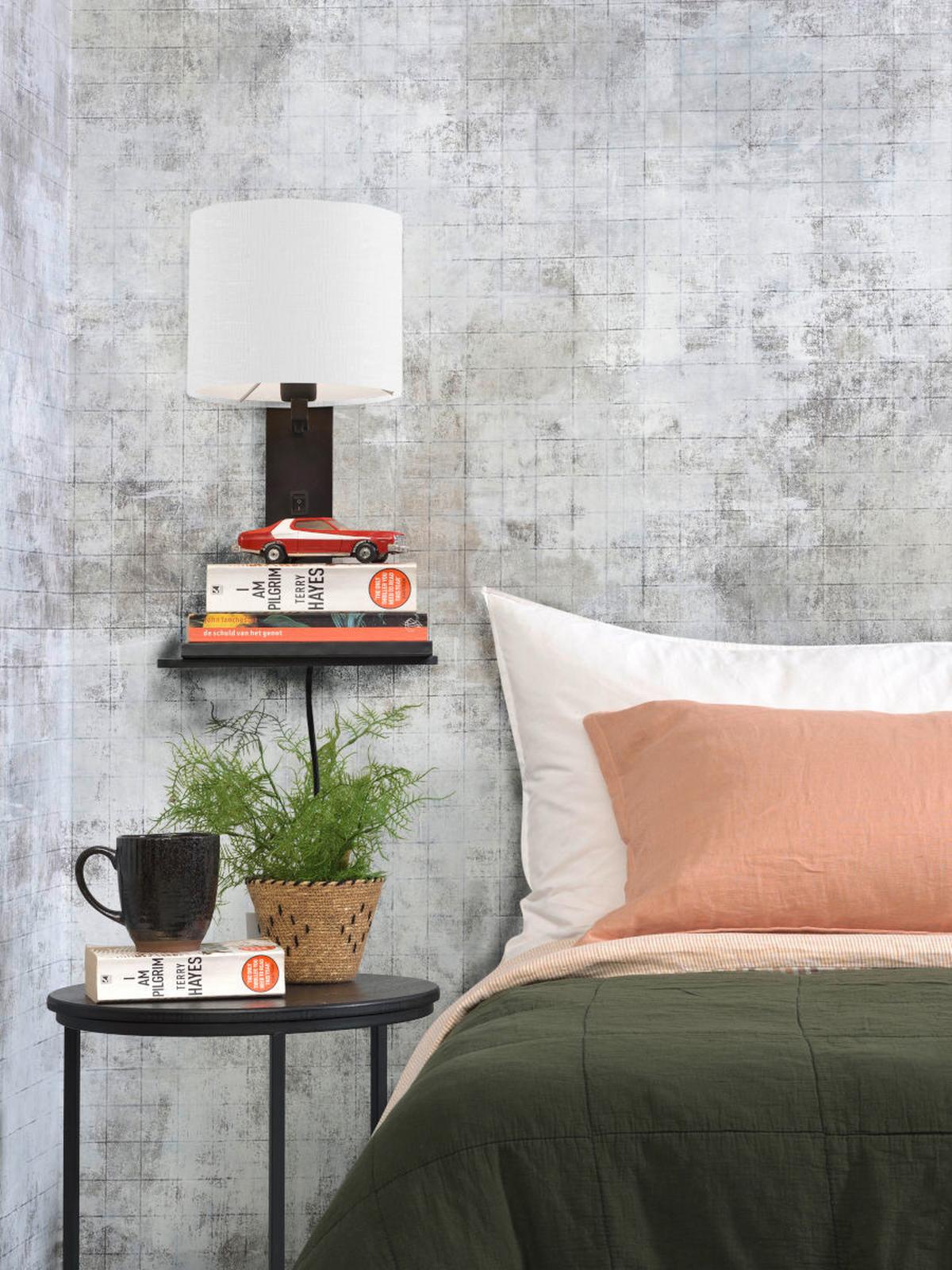 Stenska Svetilka Andes, Bela, Črna - črna/bela, Trend, tekstil/les (19/24/36cm) - Good & Mojo