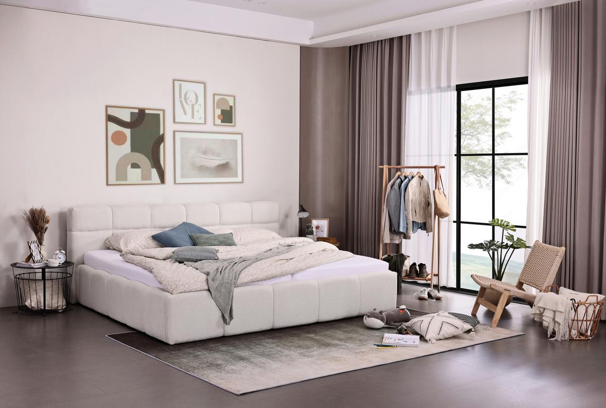 Polsterbett Ascona Creme ca. 240x200cm - Creme/Schwarz, KONVENTIONELL, Kunststoff/Textil (240/200cm) - Based