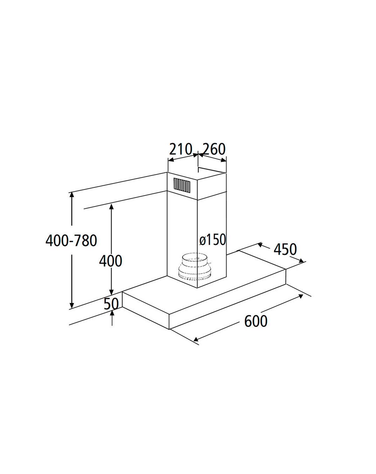 Dunstabzugshaube 6004BH Schwarz - Schwarz, Basics, Metall (60/45-83/45cm) - PKM
