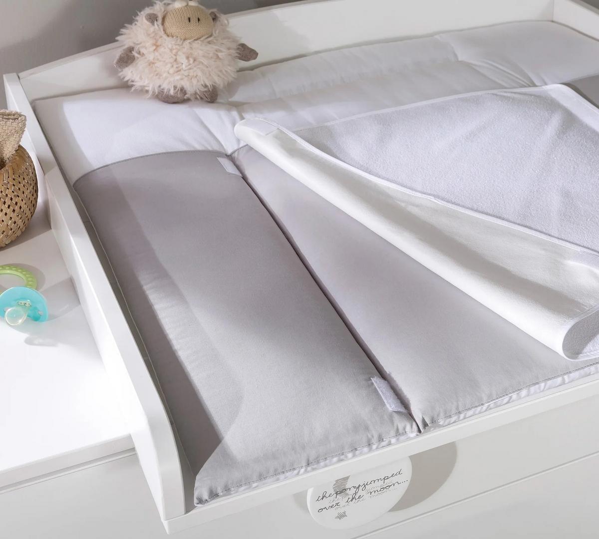 Pelenkázó Rátét Baby Cotton - fehér/szürke, Lifestyle, faalapú anyag/textil (82/13/74cm)