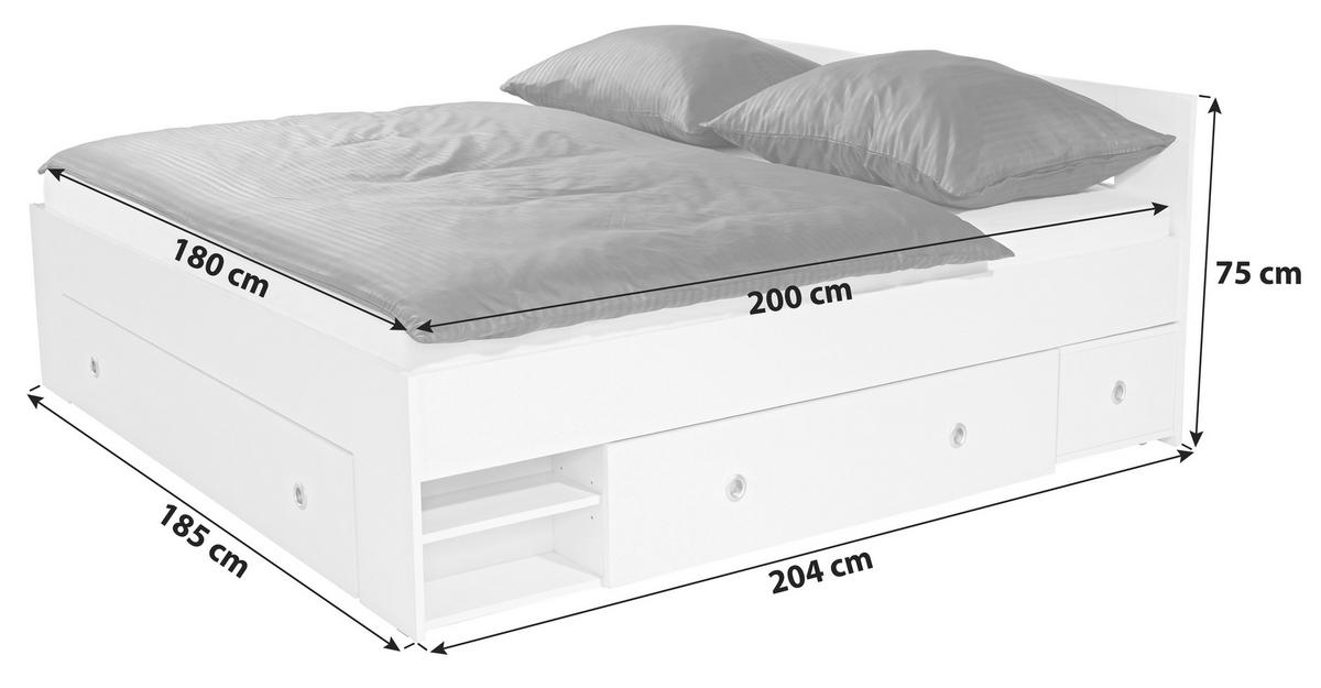 Pat Azzuro 180 - alb/stejar Wotan, Modern, material pe bază de lemn (180/200cm)