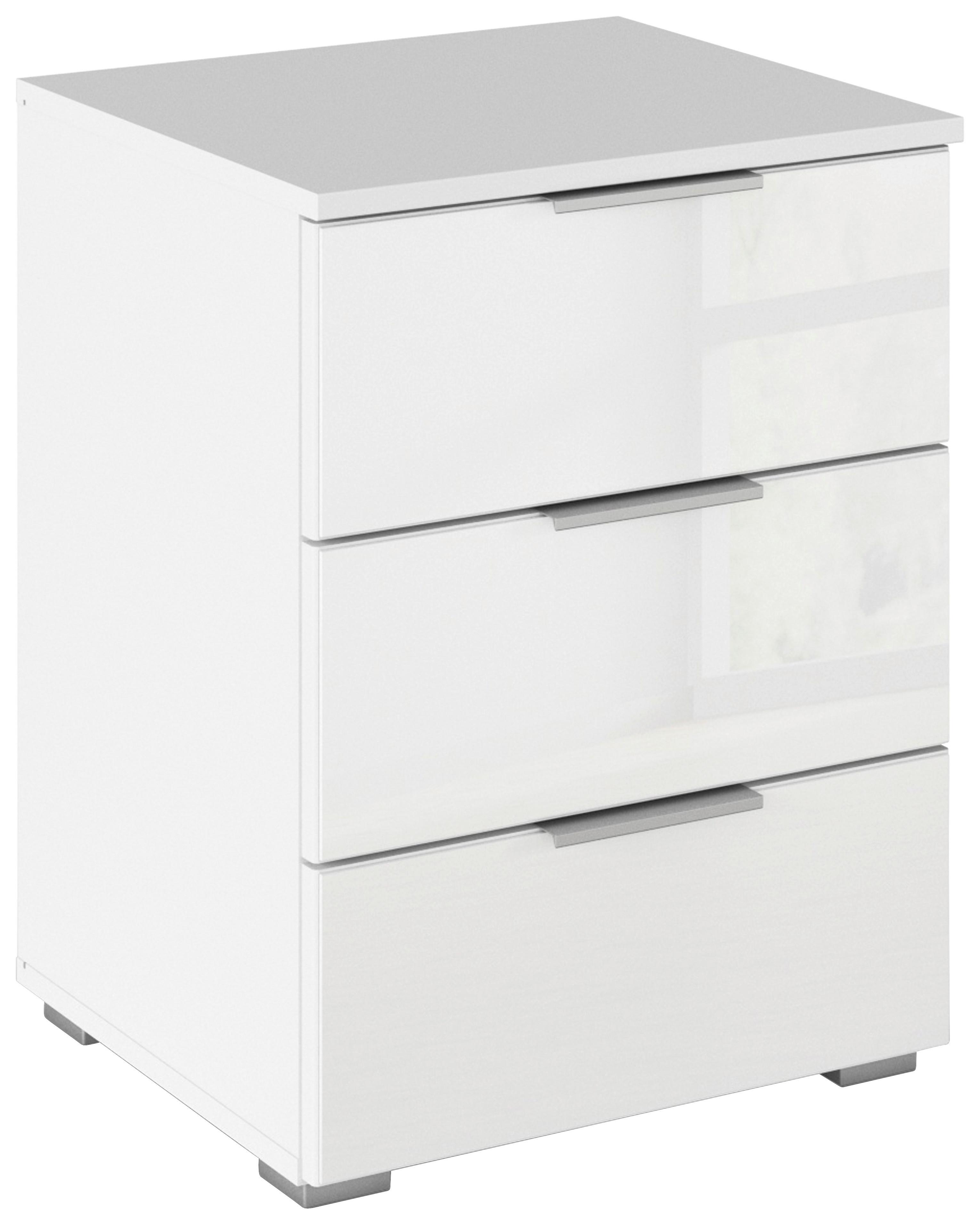 Nachttisch Mars Weiss - Weiss/Alufarben, Konventionell, Glas/Holzwerkstoff (47/62/42cm) - Mömax