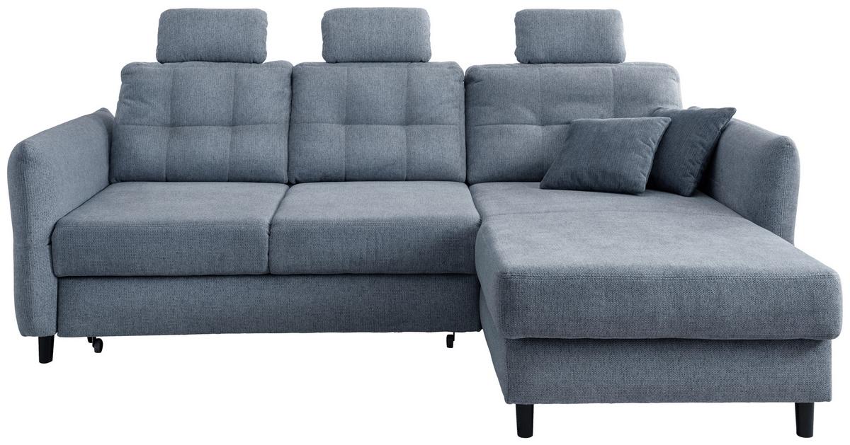 Wohnlandschaft Brizzini Hellblau Chenille - Blau/Schwarz, MODERN, Holz/Textil (250-280/176cm) - Livetastic