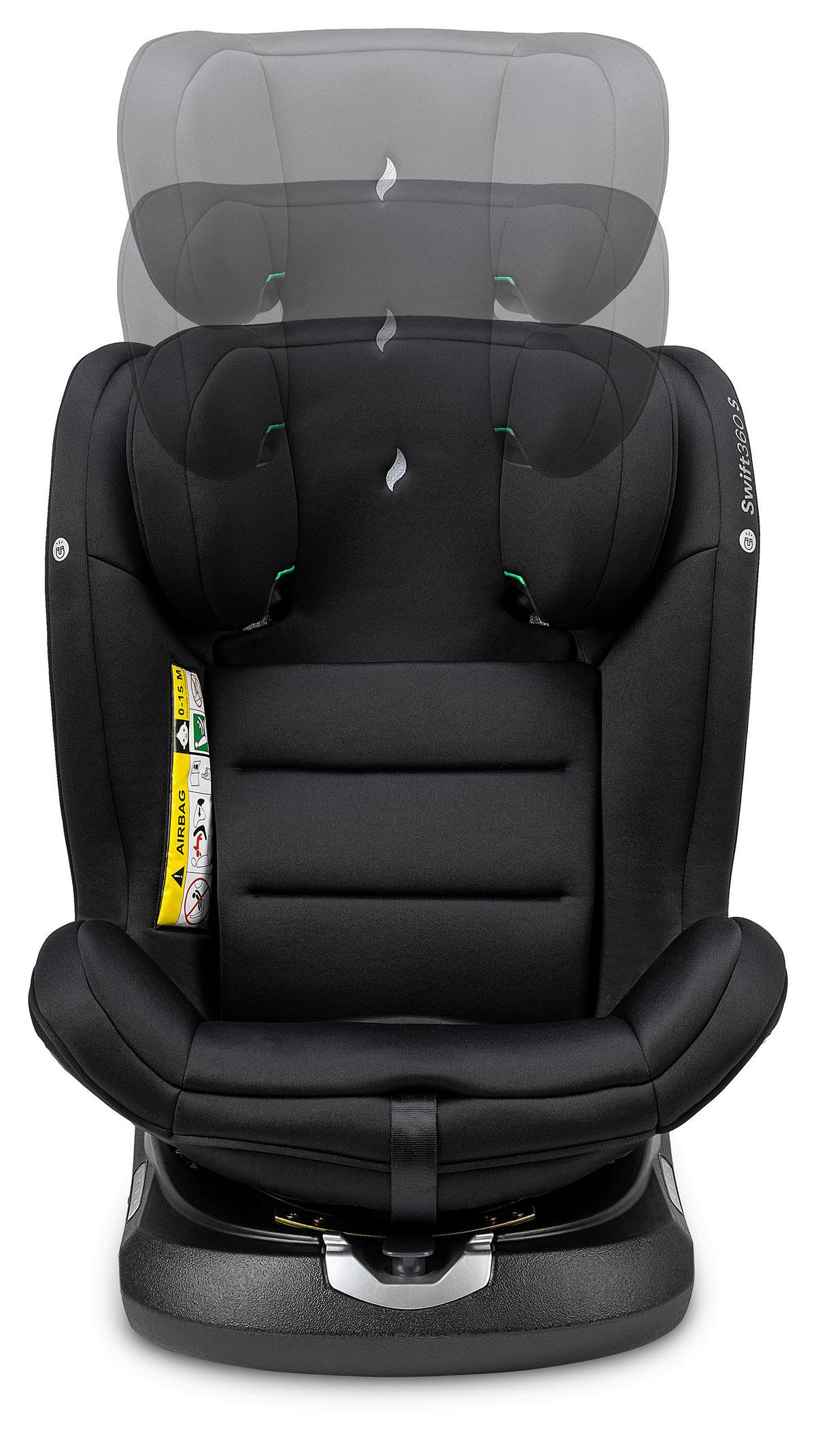 FOTELIK SAMOCHODOWY OBROTOWY SWIFT360S - czarny, Basics, tworzywo sztuczne/tkanina (44/60/50cm) - Osann