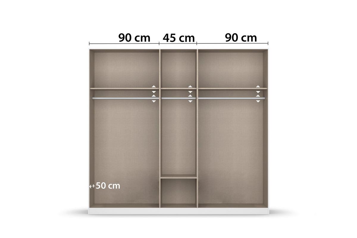 Omara Za Oblačila Bari, Bela, Barva Hrasta - siva/bela, Basics, kovina/leseni material (226/210/54cm) - Boxxx