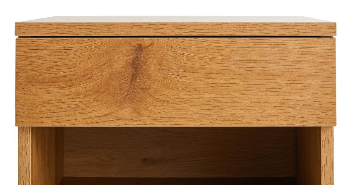 SZAFKA NOCNA AMSTERN S04 OAK - kolor dębowy/czarny, Modern, materiał drewnopochodny/metal (40/55/35cm) - Livetastic