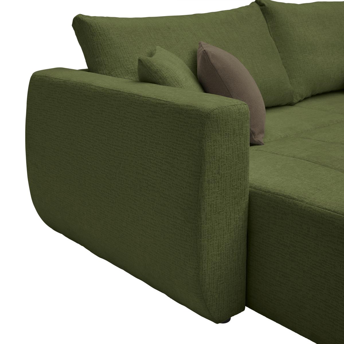 Schlafsofa Bologna Olivgrün - Schwarz/Olivgrün, Kunststoff/Textil (245/74-90/104cm) - Mömax