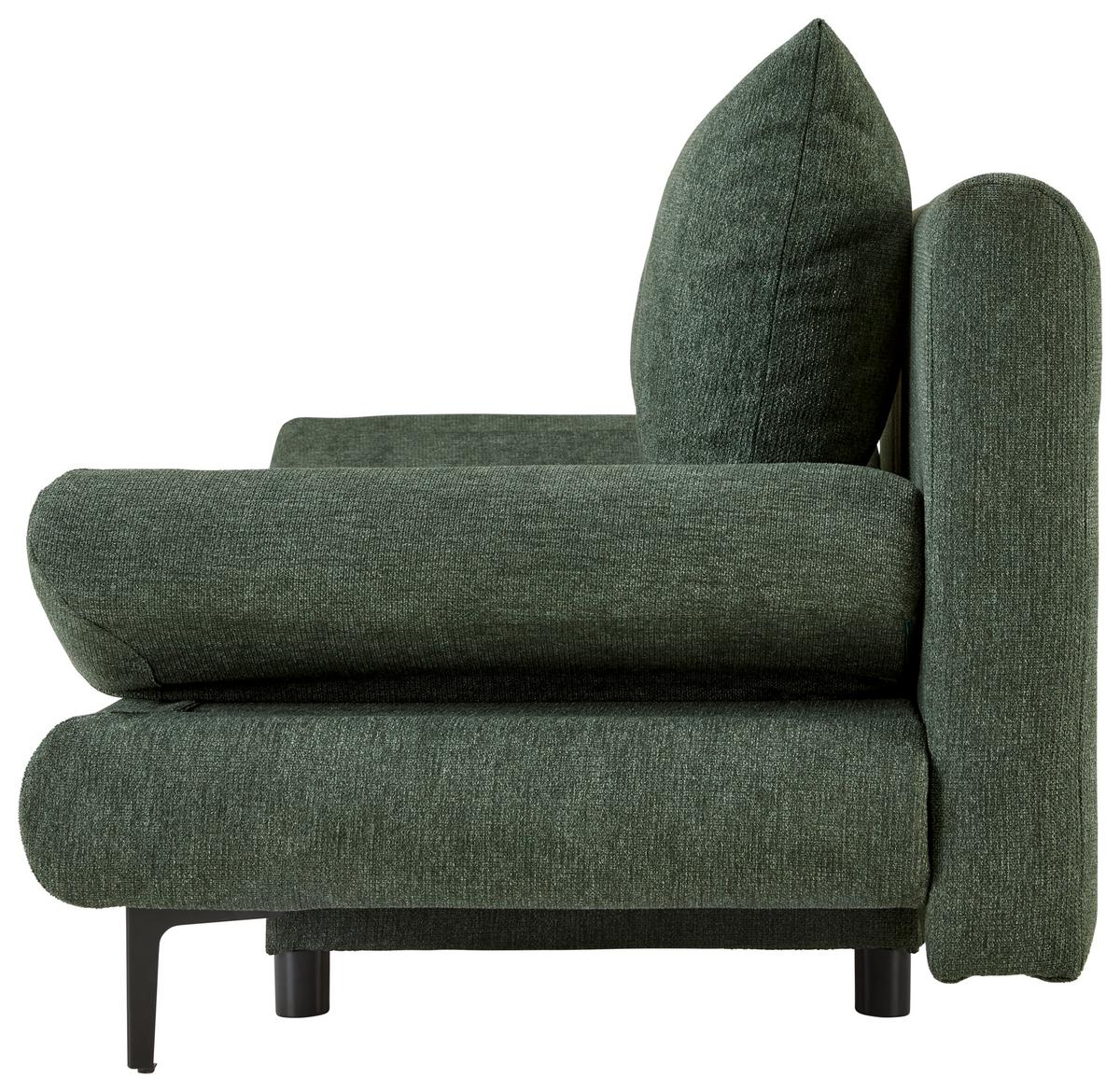 Schlafsofa in Dunkelgrün mit Bettfunktion - Dunkelgrün/Schwarz, MODERN, Textil (191/42-76/86cm) - Based