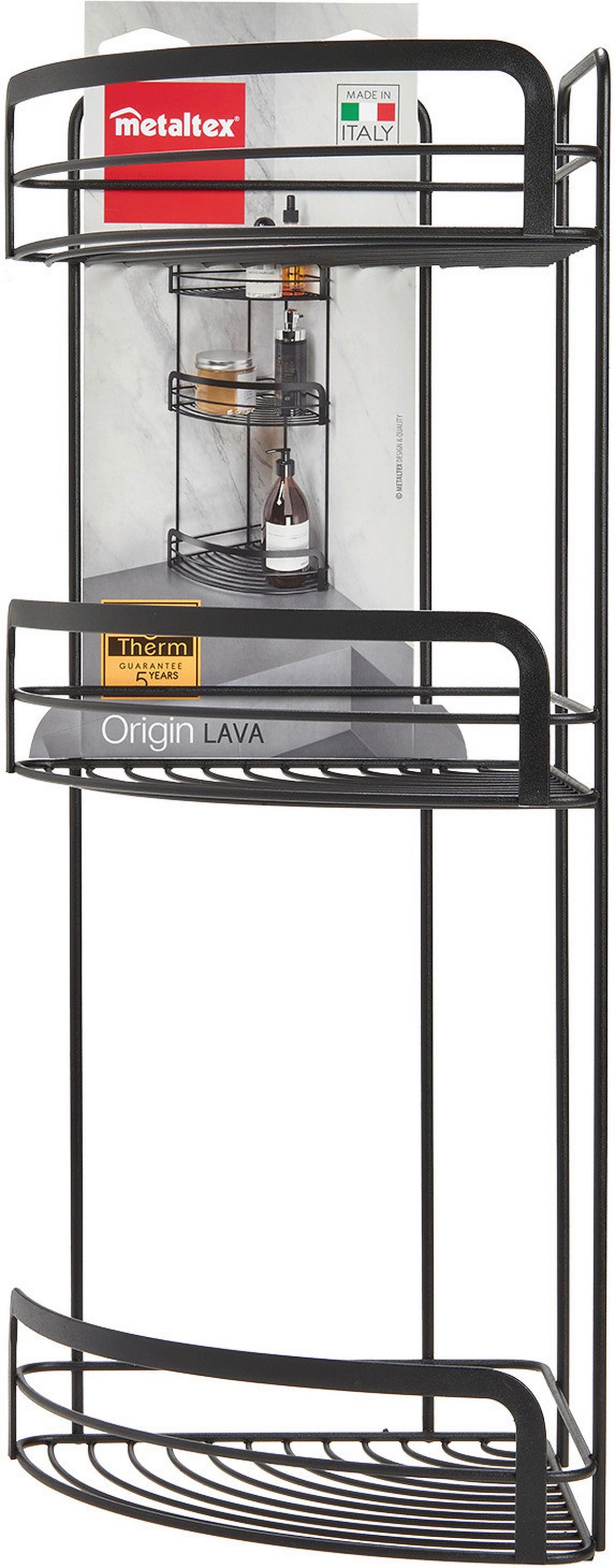 Fürdőszobai Polc Lava Mx401126 - fekete, fém (20/48/20cm) - Metaltex