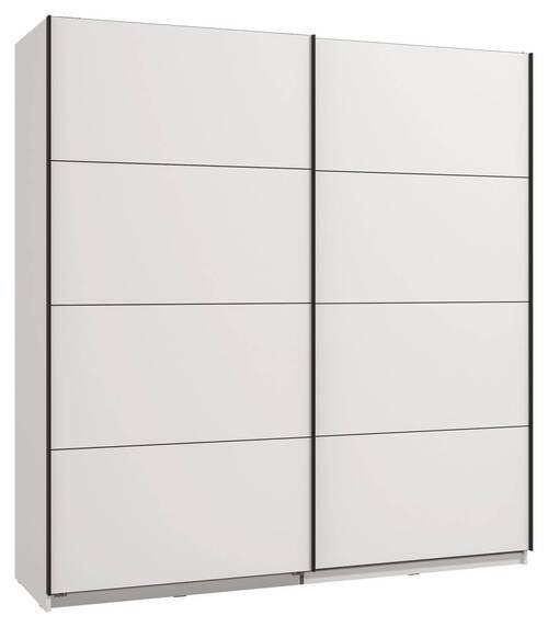 Schwebetürenschrank Gard 200 in Weiss - Weiss/Schwarz, Konventionell, Holzwerkstoff/Metall (195/217/61cm) - Mömax