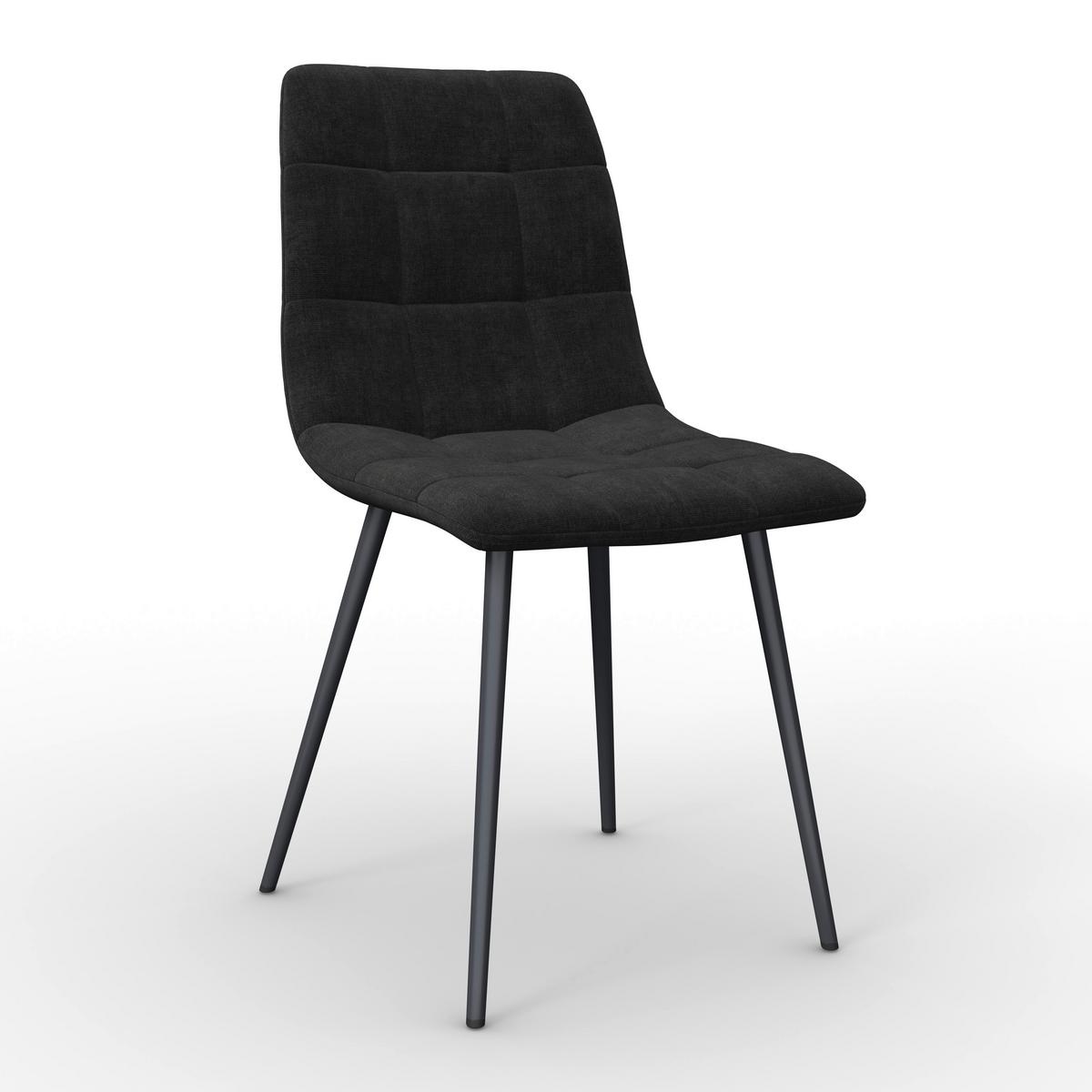Stuhl Ria Schwarz Mikrofaser Gepolstert - Schwarz, MODERN, Textil/Metall (44/87/54cm) - Bessagi Home