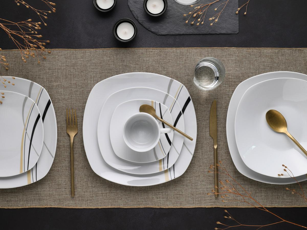 Kombiservice Square City Line Weiß, 30 teilig - Weiß, Trend, Keramik - Creatable