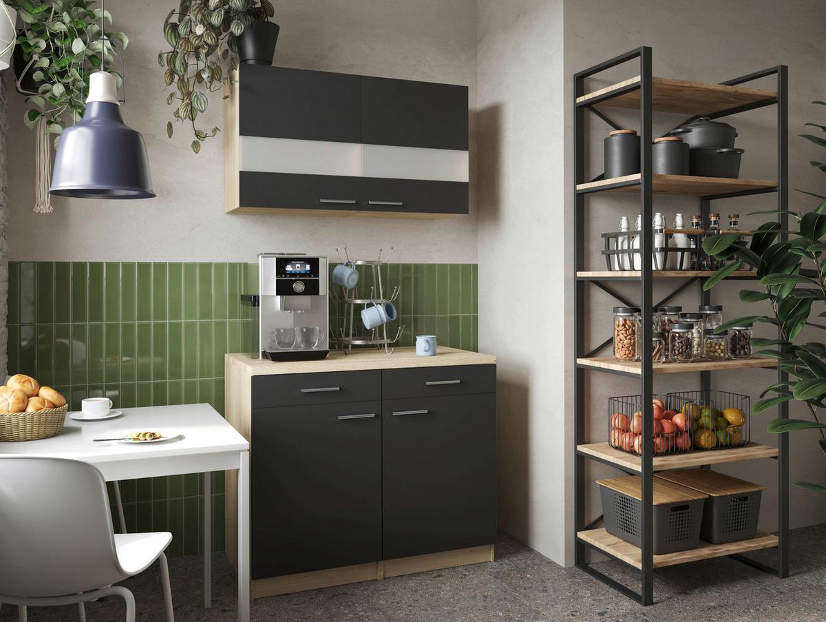 Bife Omara Merle, 100cm - srebrne barve/črna, Basics, kovina/steklo (100/200/60cm) - Respekta