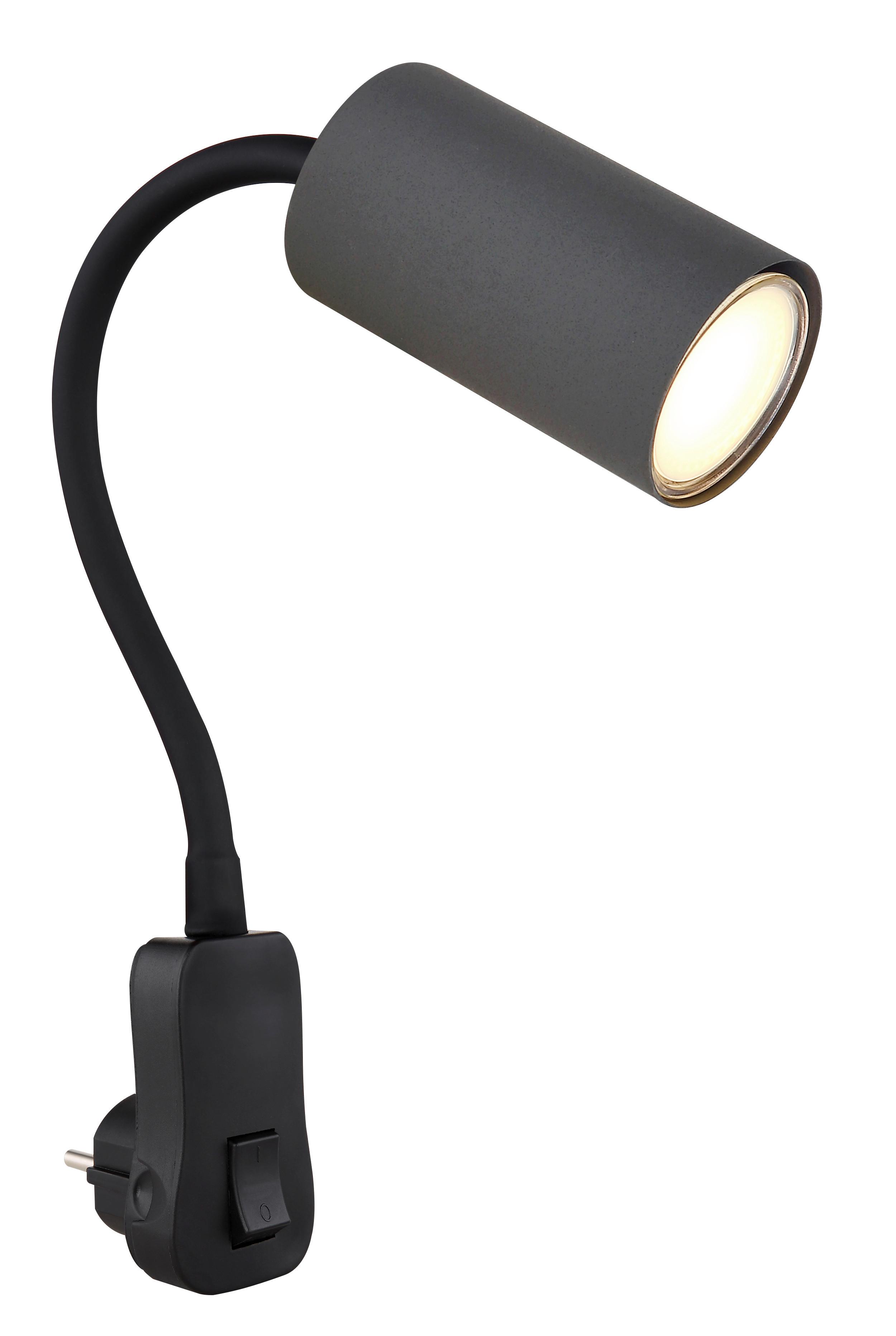 Wandleuchte Robby in Schwarz/Graphit max. 25W - Graphitfarben/Schwarz, Basics, Kunststoff/Metall (5,5/32/43cm) - Globo