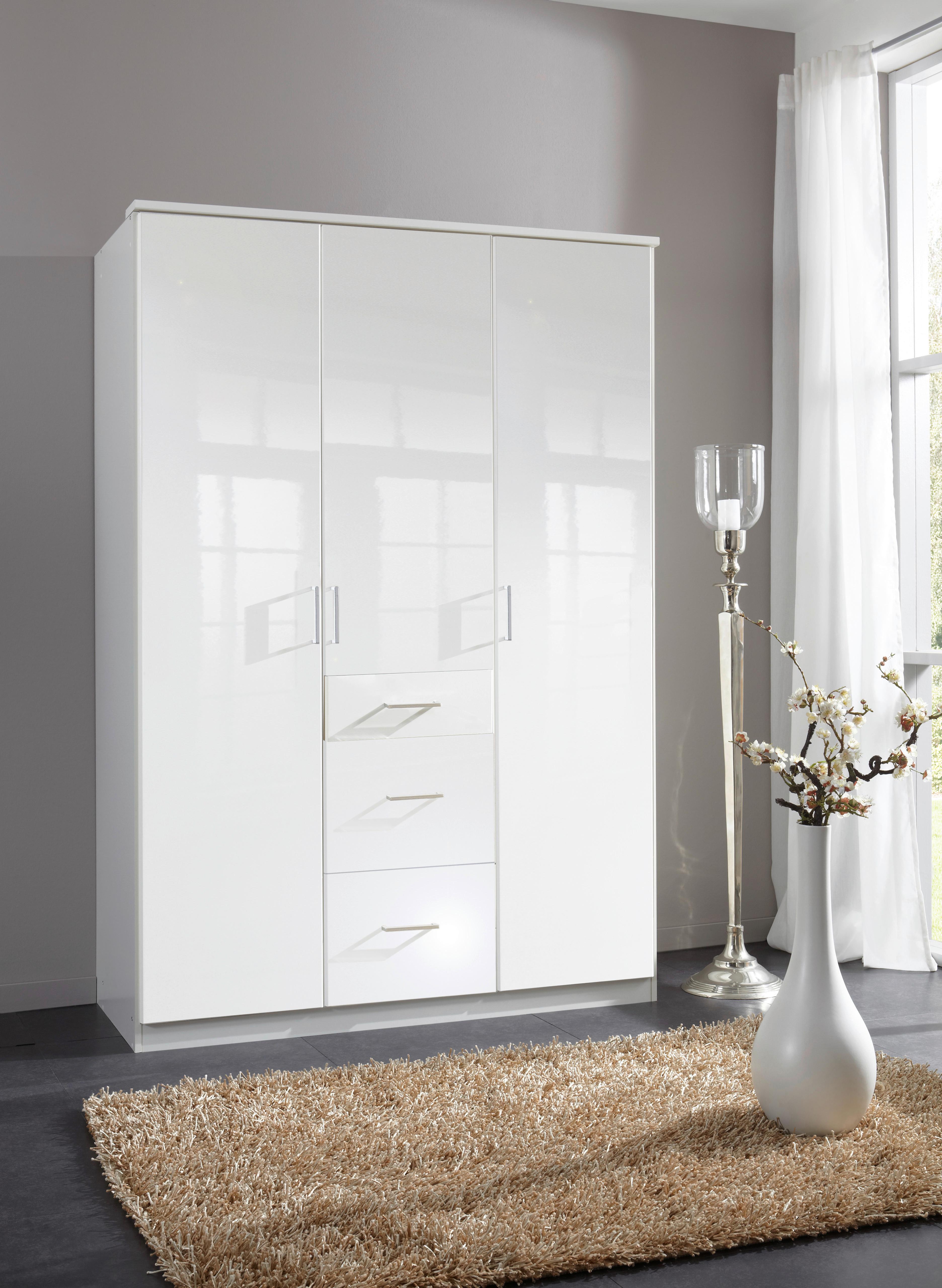 Ormar S Klasičnim Vratima Clack - bijela/bijela visoki sjaj, Basics, drvni materijal (135/199/58cm) - Modern Living