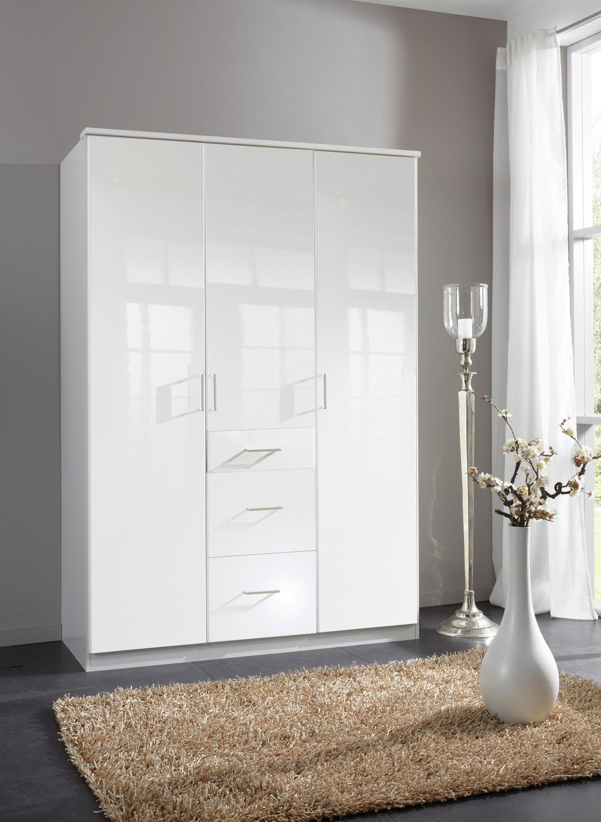 Ormar S Klasičnim Vratima Clack - bijela/bijela visoki sjaj, Basics, drvni materijal (135/199/58cm) - Modern Living