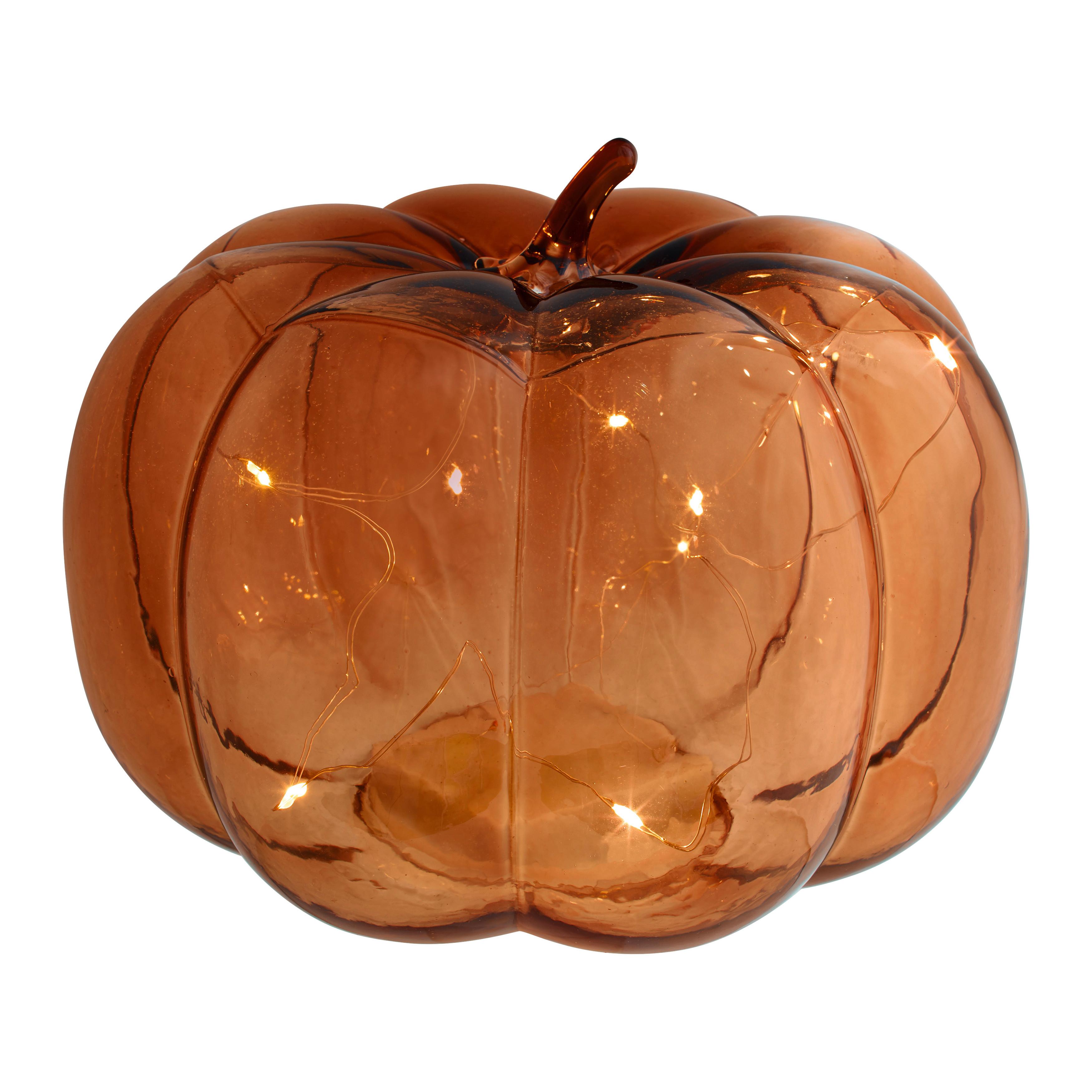 Dekokürbis Pumpkin Braun - Bernsteinfarben, Konventionell, Glas/Kunststoff (19,5/15,5cm) - Mömax