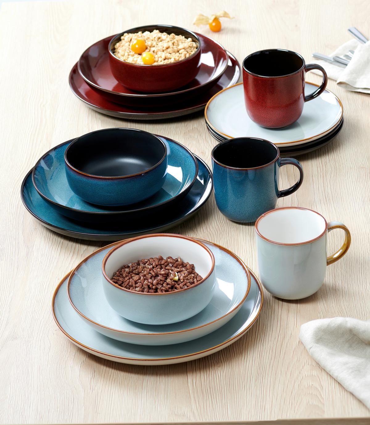 SERWIS ŚNIADANIOWY 420104 RITZENHOFF - niebieski, Trend, ceramika (33,5/21,5/22cm) - Ritzenhoff Breker